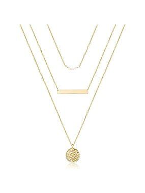 Dainty Layered Choker Necklace,14K Gold Plated Y Pendant Necklace for Women